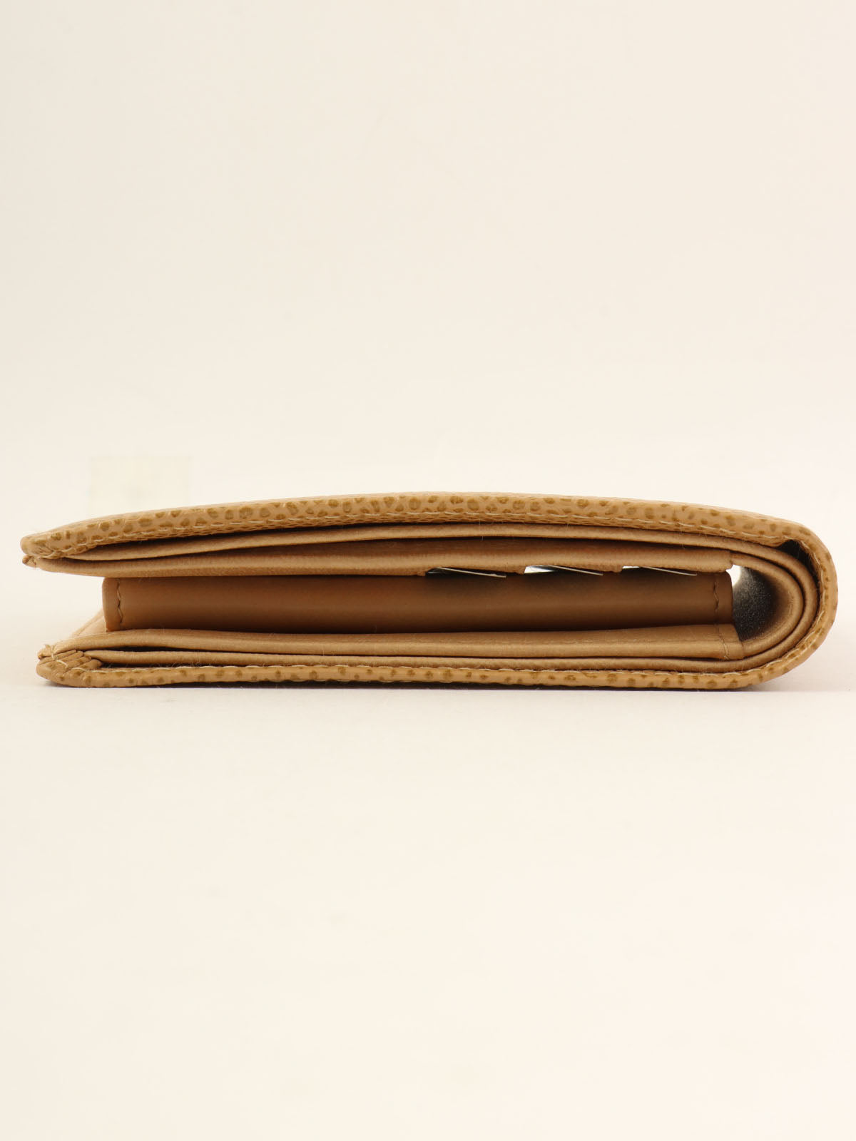 2001 Caviar Skin CC Mark Stitch Wallet, Beige