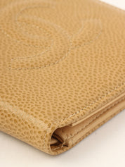 2001 Caviar Skin CC Mark Stitch Wallet, Beige