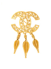 1995 Design Cutout CC Mark Swing Brooch Gold