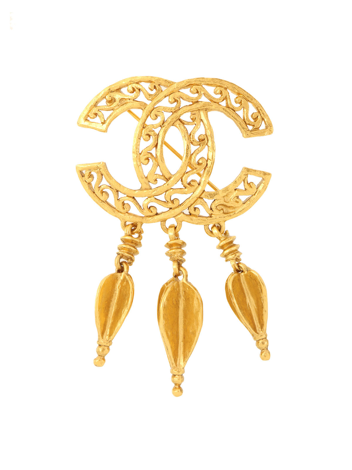 1995 Design Cutout CC Mark Swing Brooch Gold