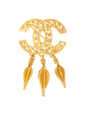 1995 Design Cutout CC Mark Swing Brooch Gold