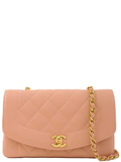 1995 Caviar Skin Diana Flap Chain Bag, 22cm, Pink