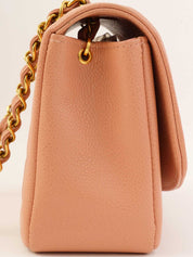 1995年頃製 キャビアスキンダイアナフラップチェーンバッグ22cm ピンク