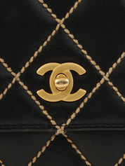 2003 Wild Stitch CC Turnlock Chain Shoulder Bag in Black