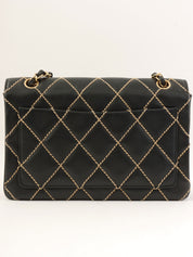 2003 Wild Stitch CC Turnlock Chain Shoulder Bag in Black