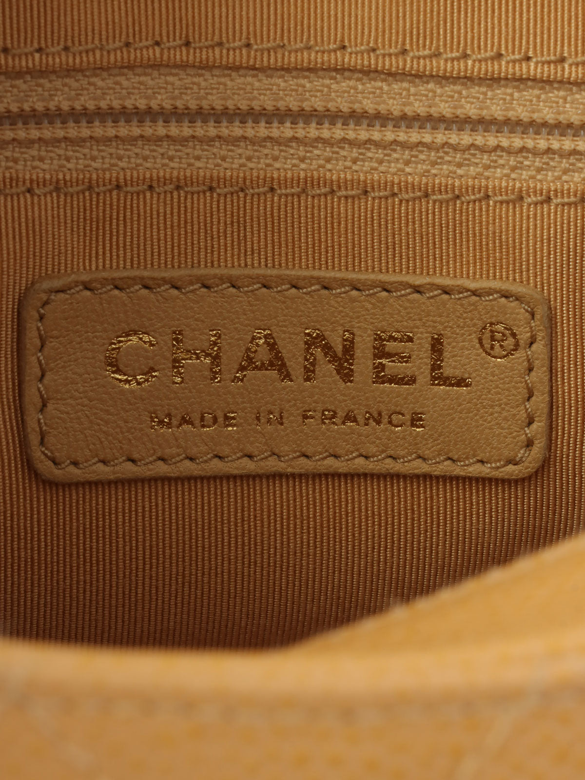 2001 Caviar Skin CC Mark Stitch Shoulder Bag, Camel