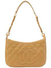 2001 Caviar Skin CC Mark Stitch Shoulder Bag, Camel