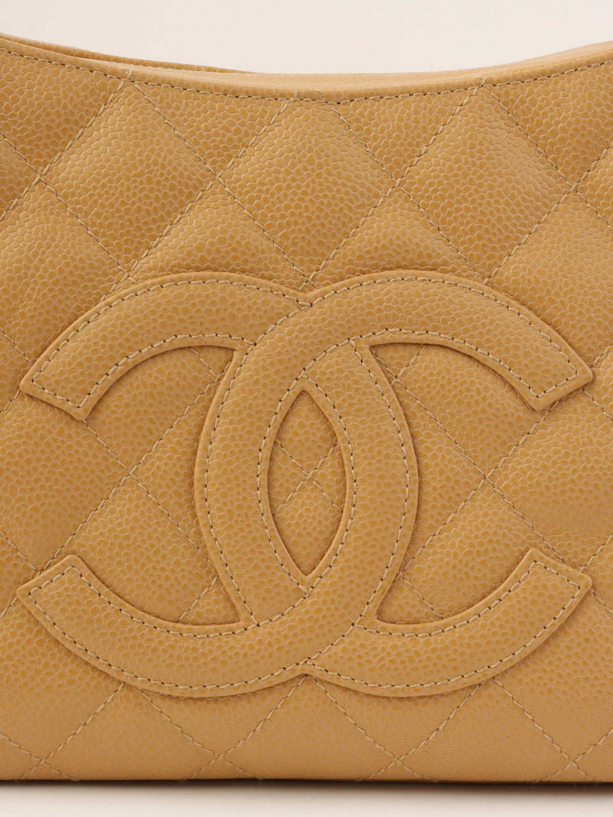 2001 Caviar Skin CC Mark Stitch Shoulder Bag, Camel