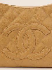 2001 Caviar Skin CC Mark Stitch Shoulder Bag, Camel
