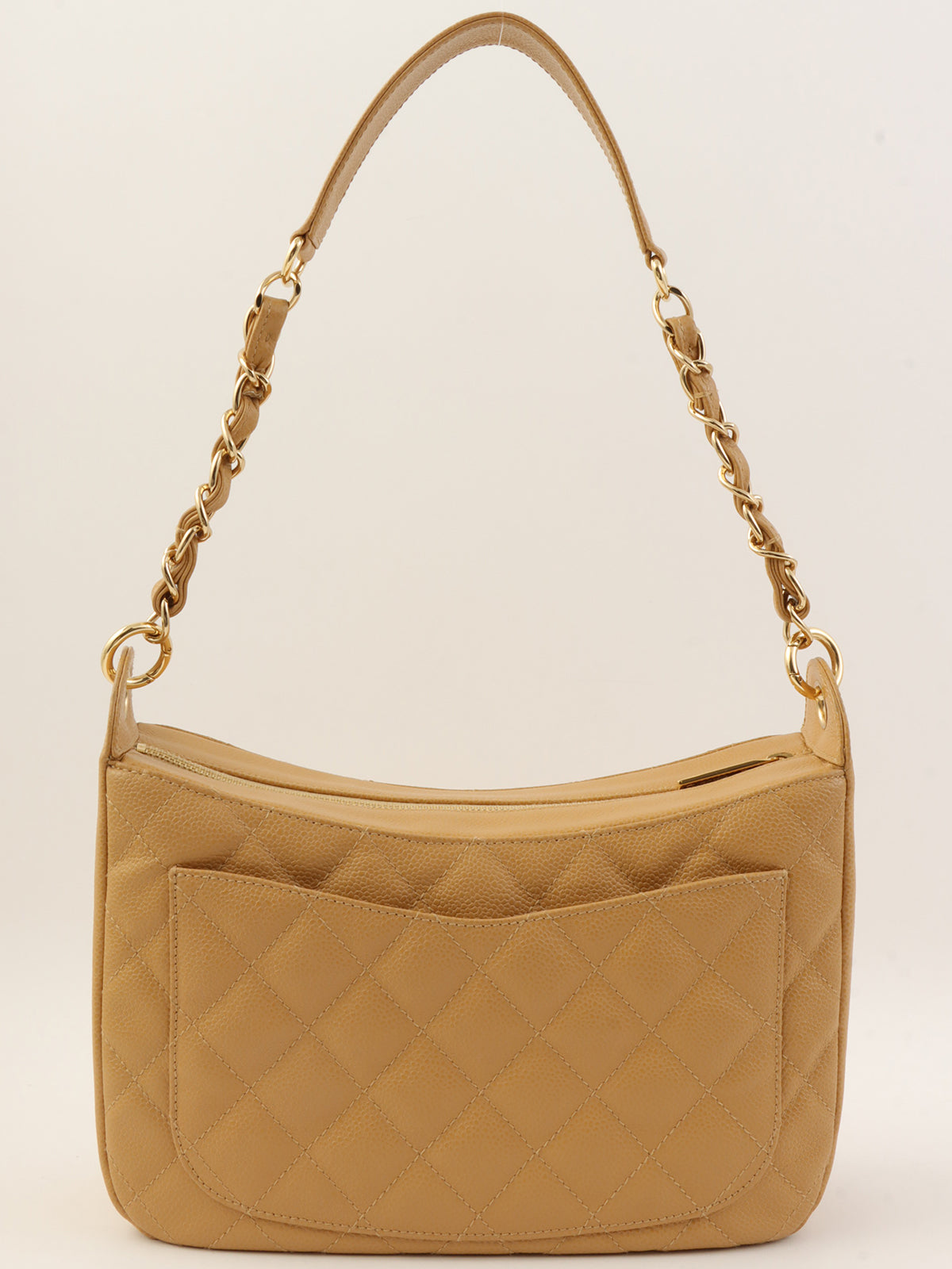 2001 Caviar Skin CC Mark Stitch Shoulder Bag, Camel