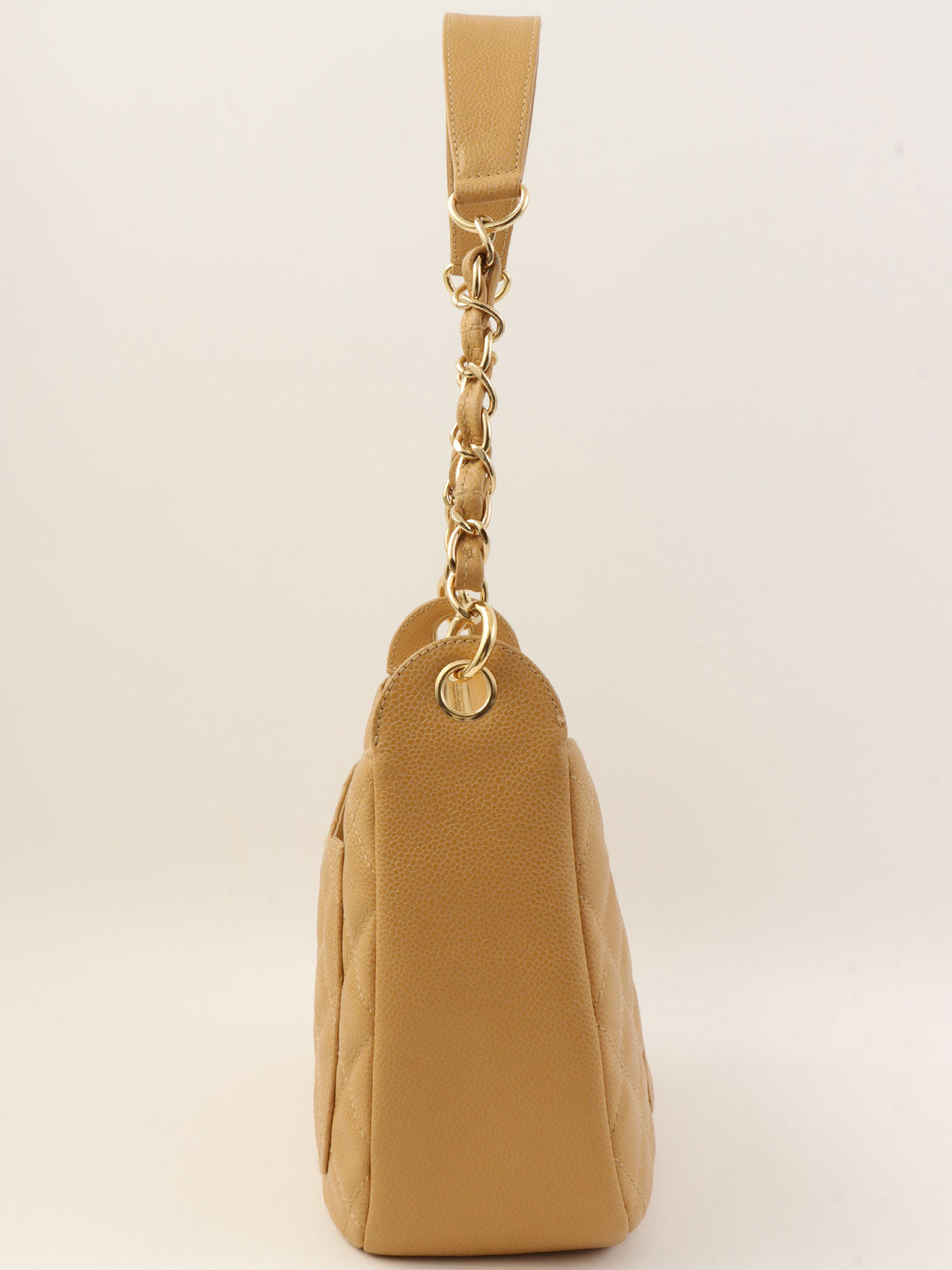 2001 Caviar Skin CC Mark Stitch Shoulder Bag, Camel
