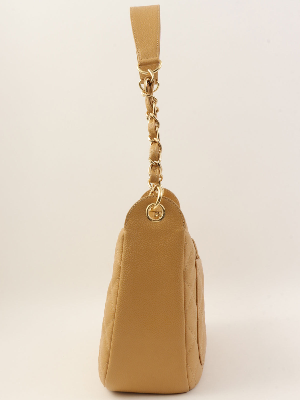 2001 Caviar Skin CC Mark Stitch Shoulder Bag, Camel