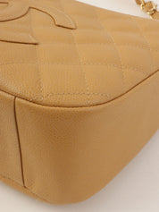 2001 Caviar Skin CC Mark Stitch Shoulder Bag, Camel
