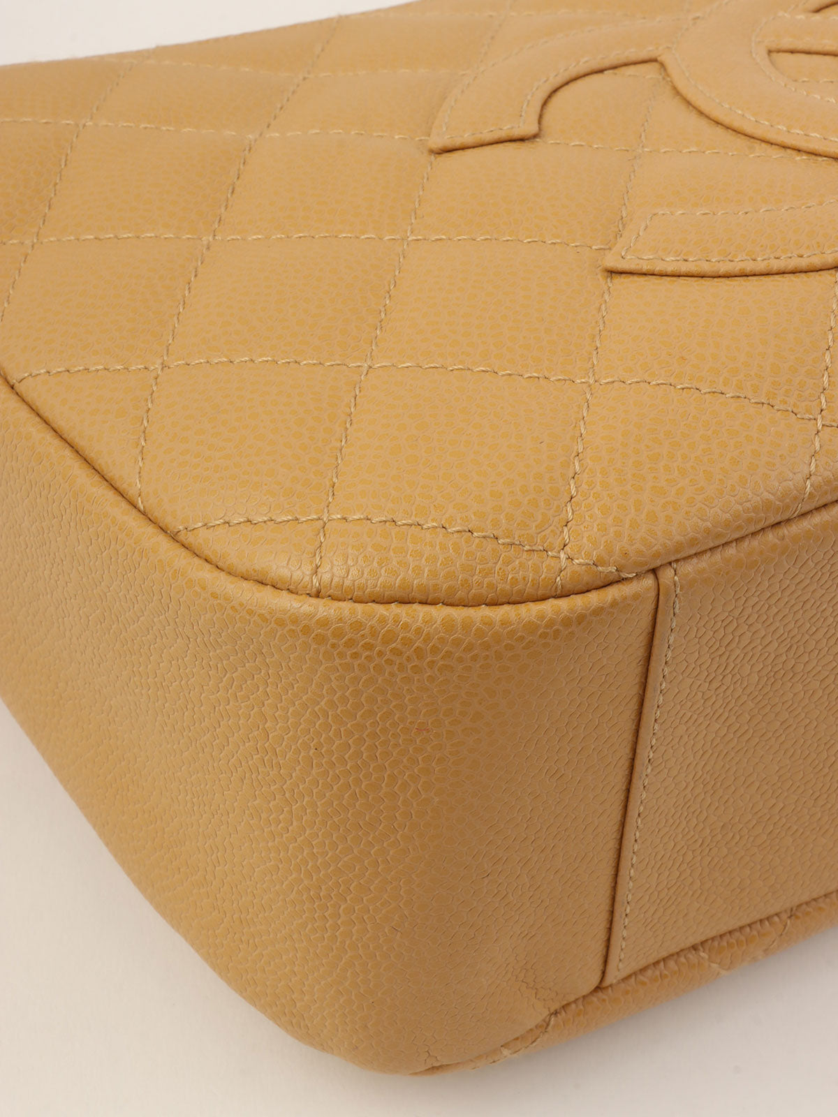 2001 Caviar Skin CC Mark Stitch Shoulder Bag, Camel