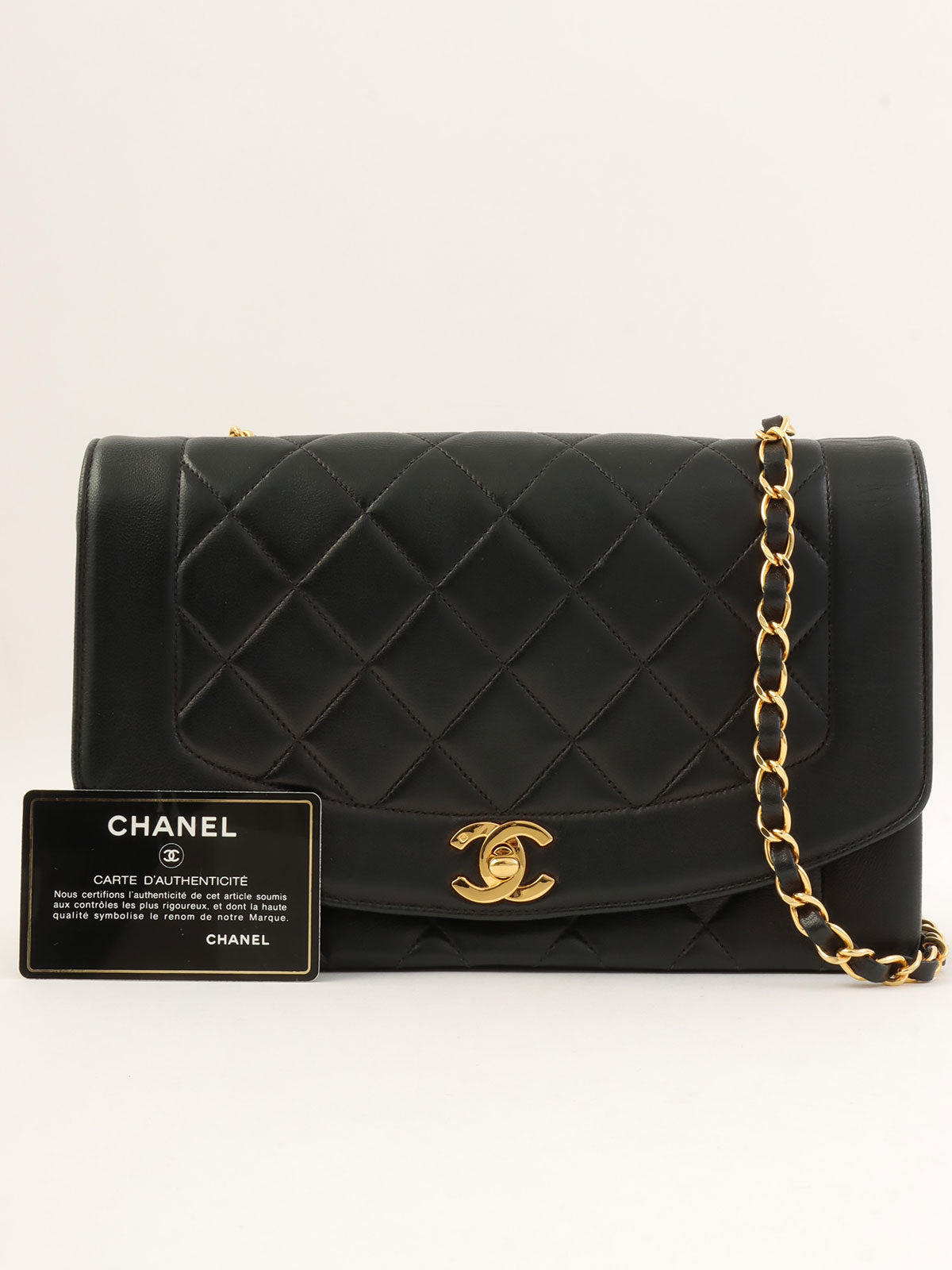 1992 Diana Flap Chain Bag 25cm Black