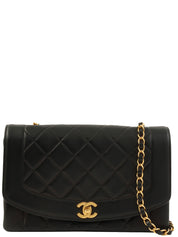 1992 Diana Flap Chain Bag 25cm Black