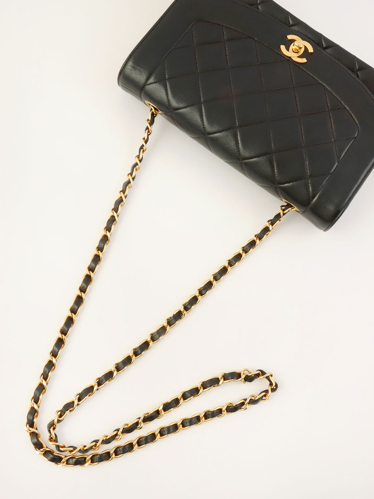 1992 Diana Flap Chain Bag 25cm Black