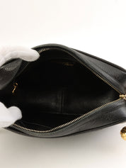 1995 Caviar Skin CC Mark Stitch Chain Shoulder Bag Black