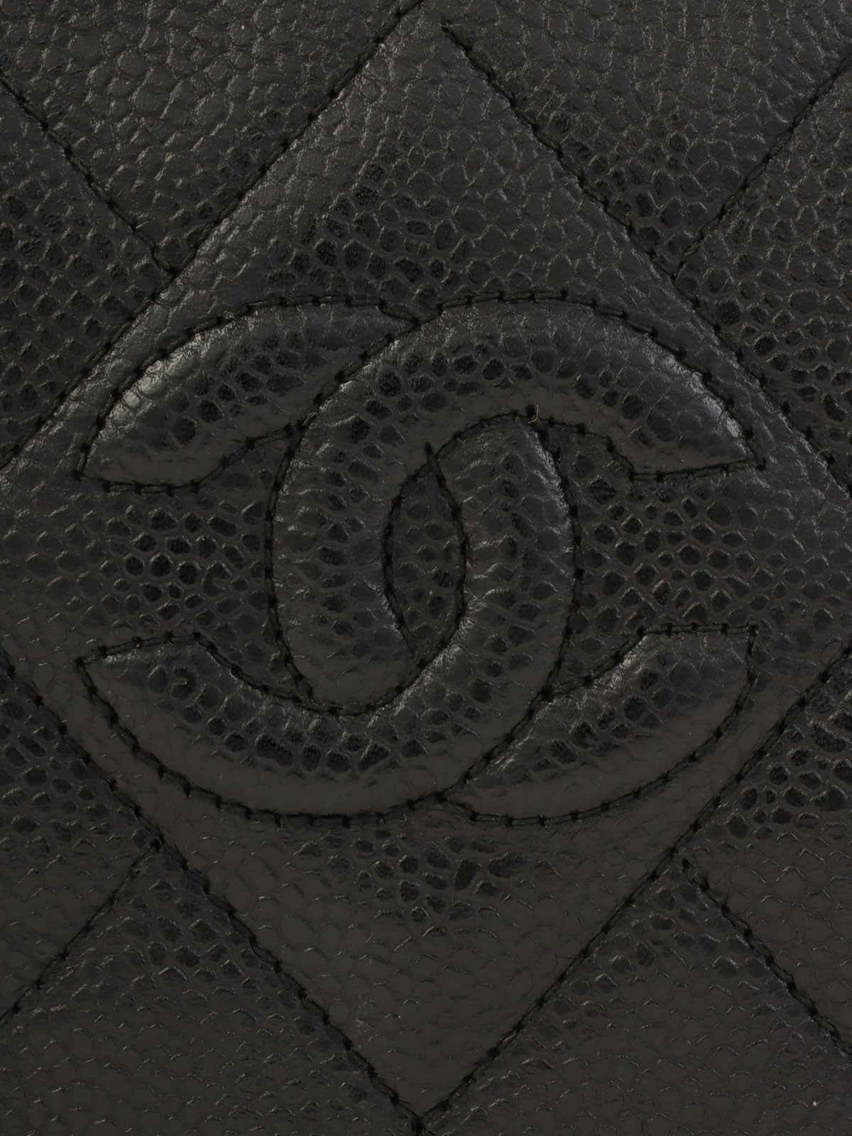 1995 Caviar Skin CC Mark Stitch Chain Shoulder Bag Black