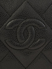 1995 Caviar Skin CC Mark Stitch Chain Shoulder Bag Black