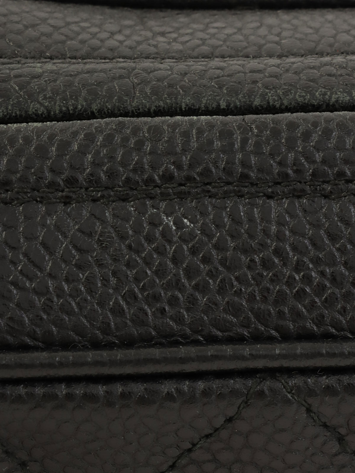 1995 Caviar Skin CC Mark Stitch Chain Shoulder Bag Black