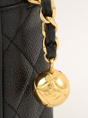 1995 Caviar Skin CC Mark Stitch Chain Shoulder Bag Black