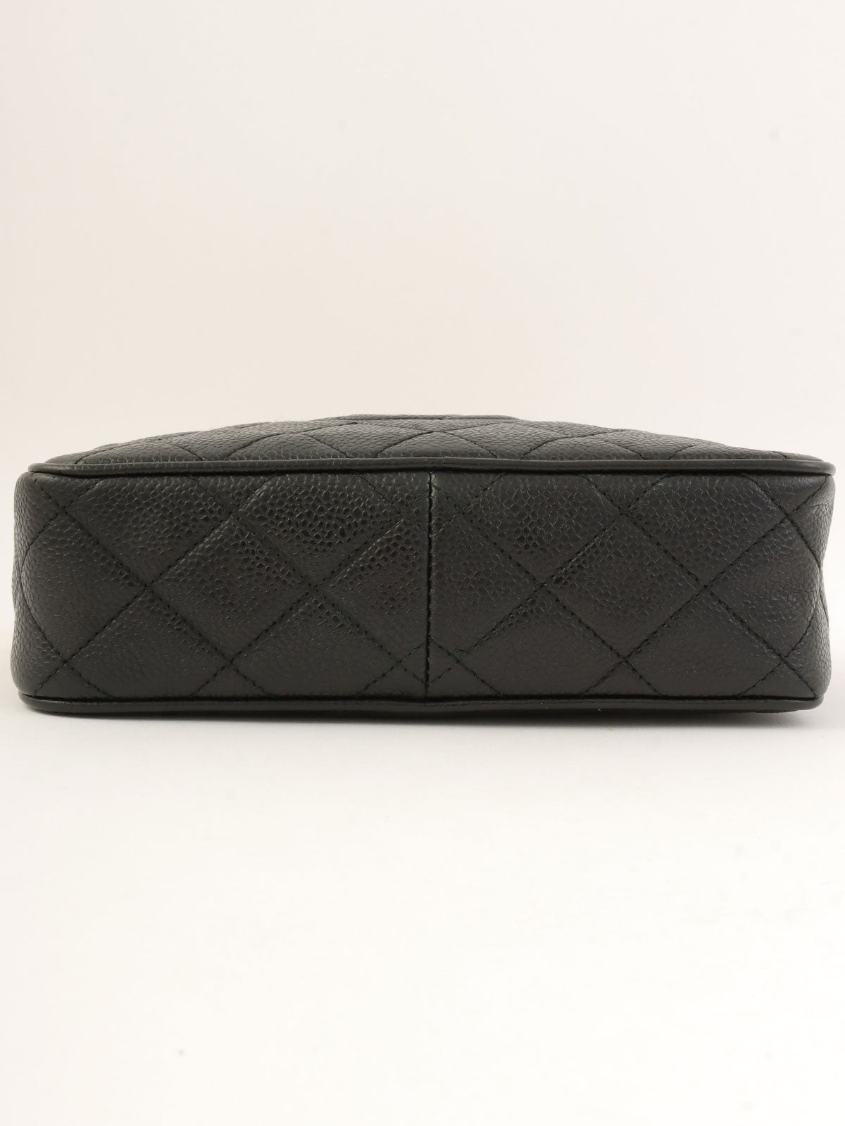 1995 Caviar Skin CC Mark Stitch Chain Shoulder Bag Black