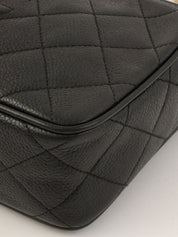 1995年頃製 キャビアスキンCCマークステッチチェーンショルダーバッグ ブラック