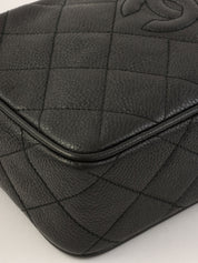 1995年頃製 キャビアスキンCCマークステッチチェーンショルダーバッグ ブラック