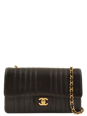 Mademoiselle Stitch CC Turnlock Chain Shoulder Bag, Black, circa 1992