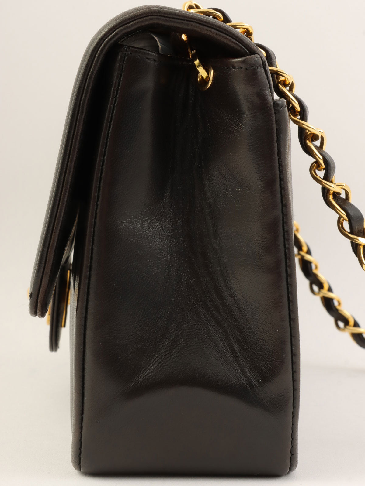 Mademoiselle Stitch CC Turnlock Chain Shoulder Bag, Black, circa 1992