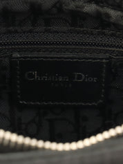 サテンレディディオールカナージュステッチハンドバッグ ブラック