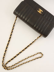 Mademoiselle Stitch CC Turnlock Chain Shoulder Bag, Black, circa 1992