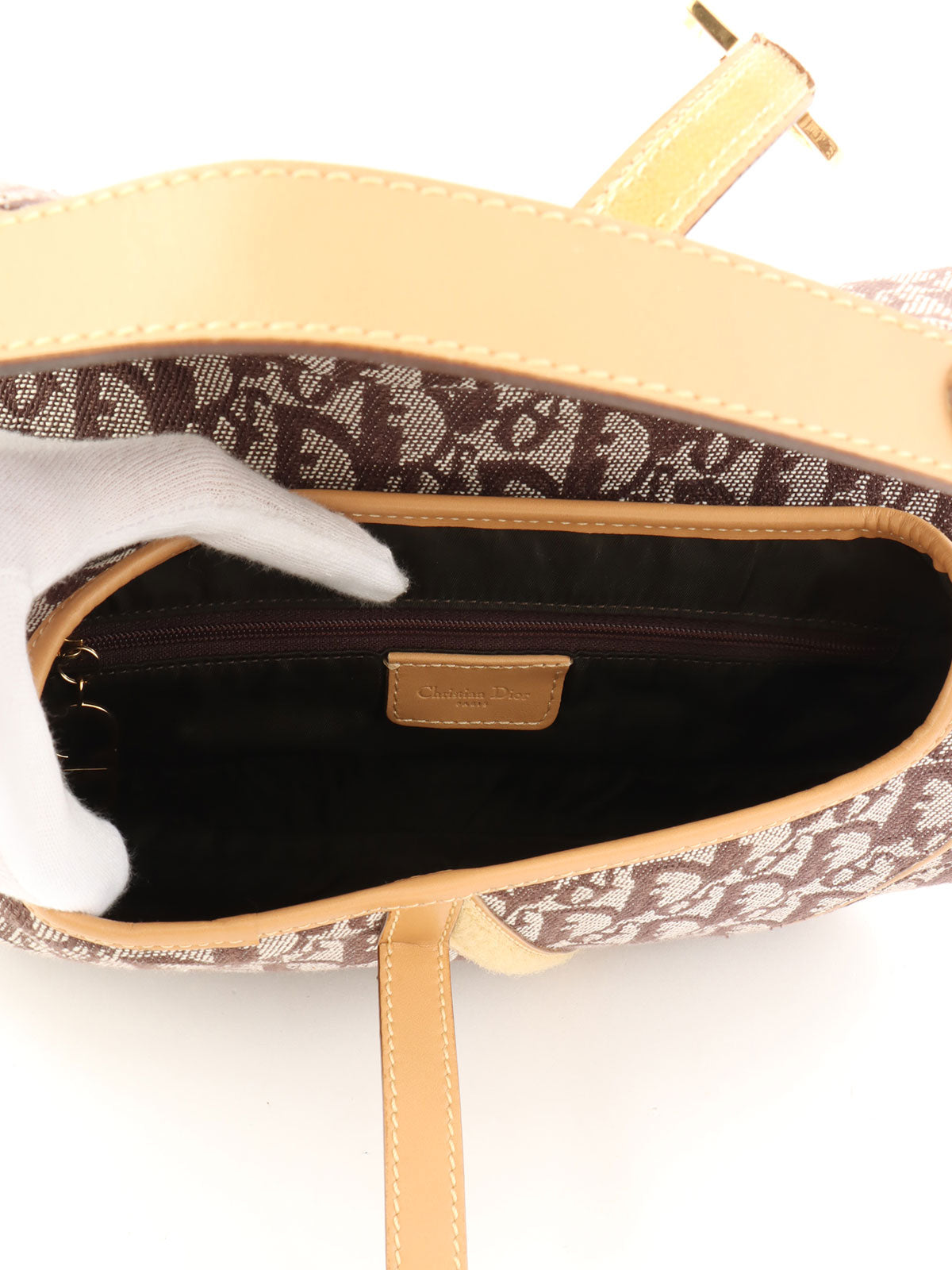 トロッターパターンサドルバッグ ブラウン/ベージュ