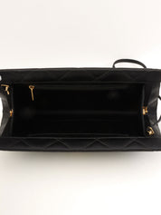 Circa 2000 Silk Satin CC Mark Stitch Clasp Chain Bag in Black
