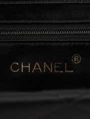 Circa 2000 Silk Satin CC Mark Stitch Clasp Chain Bag in Black