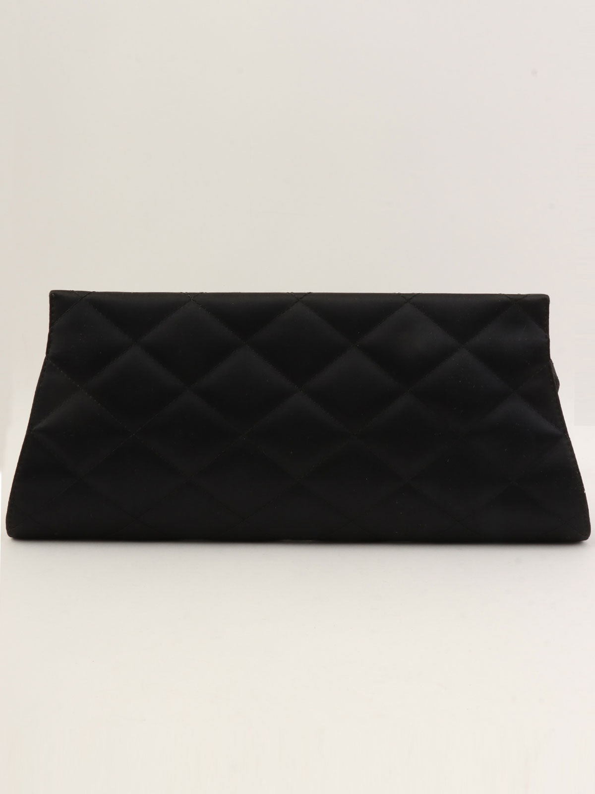 Circa 2000 Silk Satin CC Mark Stitch Clasp Chain Bag in Black