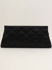 Circa 2000 Silk Satin CC Mark Stitch Clasp Chain Bag in Black