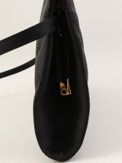 Circa 2000 Silk Satin CC Mark Stitch Clasp Chain Bag in Black