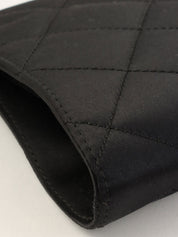 Circa 2000 Silk Satin CC Mark Stitch Clasp Chain Bag in Black