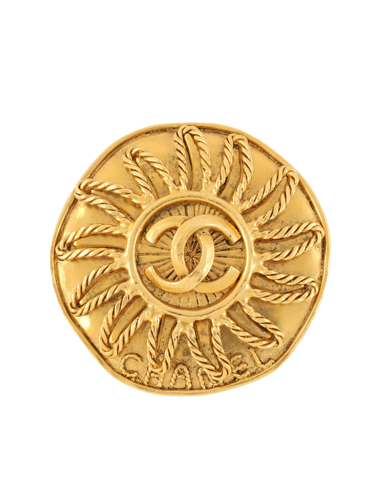 1994年製 ラウンドサンモチーフCCマークブローチ ゴールド