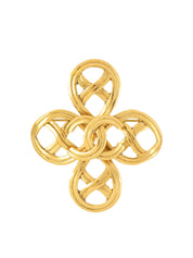 1996年製　フラワーモチーフCCマークブローチ　ゴールド