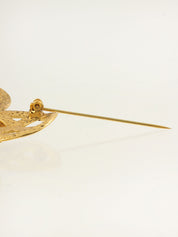 1996年製 フラワーモチーフCCマークブローチ ゴールド