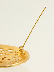 1995 Round CC Mark Design Cutout Brooch Gold