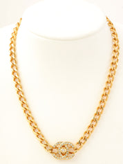 1996年製 ラインストーンCCターンロックネックレス ゴールド