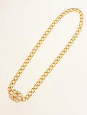 1996年製　ラインストーンCCターンロックネックレス　ゴールド