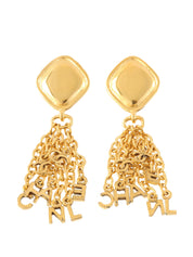 Logo Swing Chain Earrings Gold