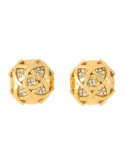 1988 Rhinestone CC Mark Design Earrings Gold