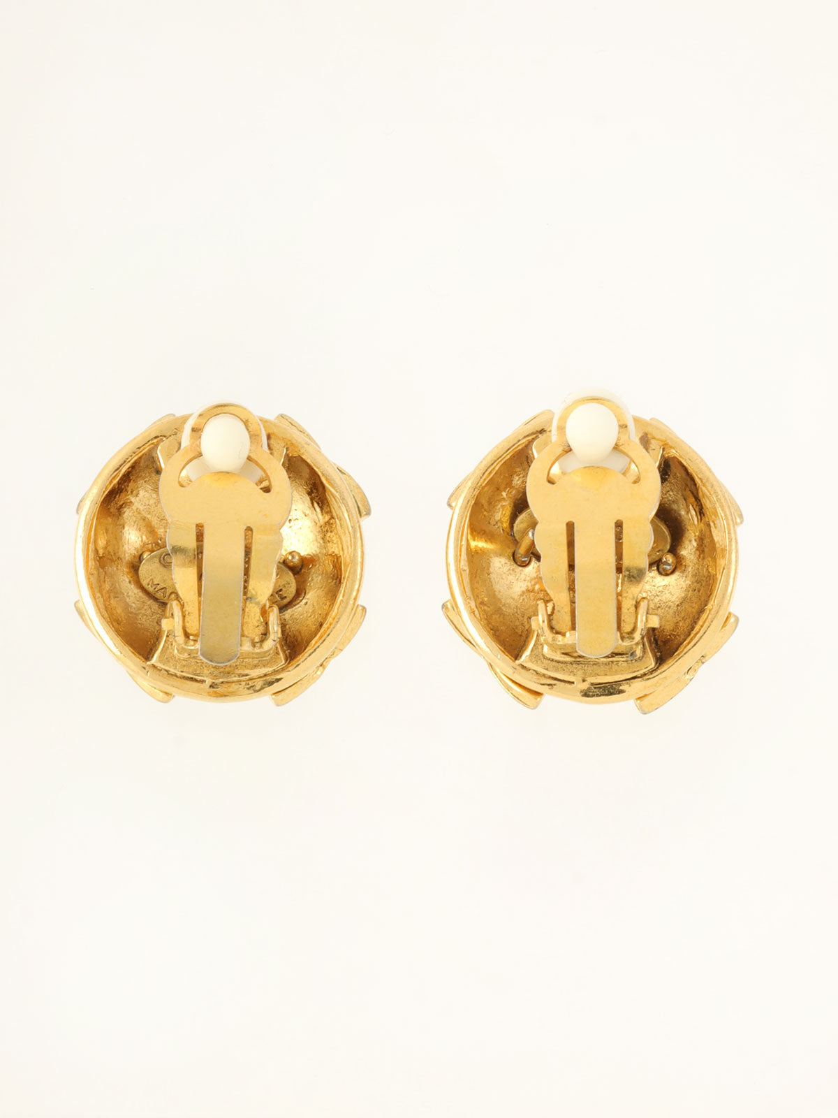 1988 Rhinestone CC Mark Design Earrings Gold
