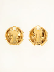 1988 Rhinestone CC Mark Design Earrings Gold